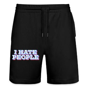 Je déteste les gens – T-shirt antisocial drôle - Short de jogging bio TRAINER Stanley/Stella unisexe - noir - Devant - Nik (191cm) & Marisol (170cm)