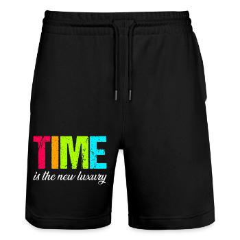 Time is the new luxury – Modern Statement - Stanley/Stella Unisex Bio Joggingshorts Trainer  - Schwarz - Vorne - Nik (191cm) & Marisol (170cm)