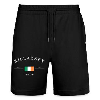 Killarney, Irlande – Souvenir et cadeau de Noël - Short de jogging bio TRAINER Stanley/Stella unisexe - noir - Devant - Nik (191cm) & Marisol (170cm)