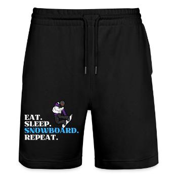 Eat Sleep Snowboard Repeat - Stanley/Stella Unisex Bio Joggingshorts Trainer  - Schwarz - Vorne - Nik (191cm) & Marisol (170cm)
