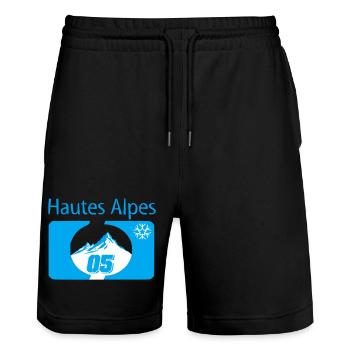 Mountains and Snowflakes Winter High Alps - Stanley/Stella Trainer Unisex Organic Jogging Shorts - black - Front - Nik (191cm) & Marisol (170cm)