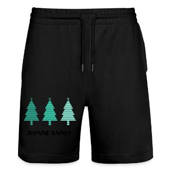HAPPY NEW YEAR. NEW YEAR'S EVE. NEW YEAR - Stanley/Stella Trainer Unisex Organic Jogging Shorts - black - Front - Nik (191cm) & Marisol (170cm)