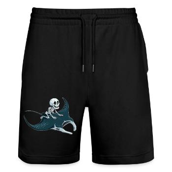 Skelett auf Mantarochen - Stanley/Stella Unisex Bio Joggingshorts Trainer  - Schwarz - Vorne - Nik (191cm) & Marisol (170cm)