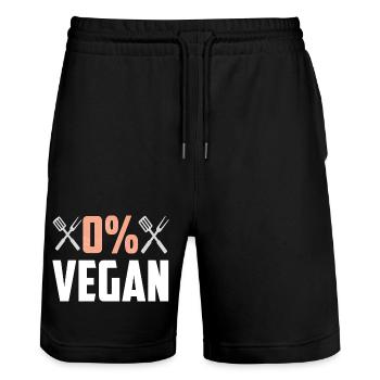 0 Prozent vegan - Stanley/Stella Unisex Bio Joggingshorts Trainer  - Schwarz - Vorne - Nik (191cm) & Marisol (170cm)