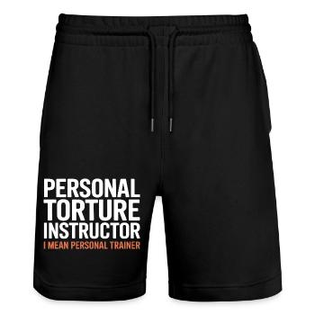 Folter-Instruktor Ich meine Personal Trainer - Stanley/Stella Unisex Bio Joggingshorts Trainer  - Schwarz - Vorne - Nik (191cm) & Marisol (170cm)