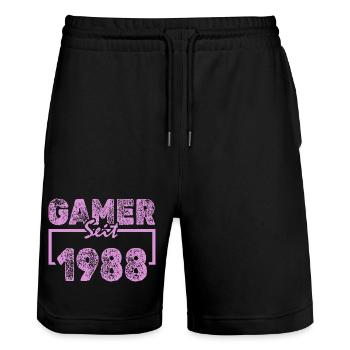 1988 - Stanley/Stella Unisex Bio Joggingshorts Trainer  - Schwarz - Vorne - Nik (191cm) & Marisol (170cm)