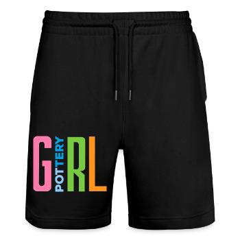 Ceramic Fan Pottery Girl Statement - Stanley/Stella Trainer Unisex Organic Jogging Shorts - black - Front - Nik (191cm) & Marisol (170cm)