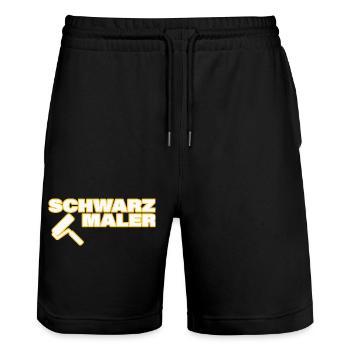 WORRYWART - Stanley/Stella Trainer Unisex Organic Jogging Shorts - black - Front - Nik (191cm) & Marisol (170cm)