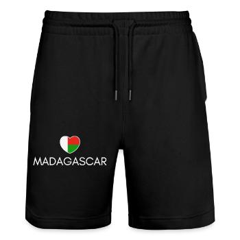 J’aime Madagascar, cœur Madagascar - Short de jogging bio TRAINER Stanley/Stella unisexe - noir - Devant - Nik (191cm) & Marisol (170cm)