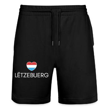 Heart Luxembourg, I love Luxembourg - Stanley/Stella Trainer Unisex Organic Jogging Shorts - black - Front - Nik (191cm) & Marisol (170cm)