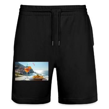 La dolce vita - Stanley/Stella Trainer Unisex Organic Jogging Shorts - black - Front - Nik (191cm) & Marisol (170cm)