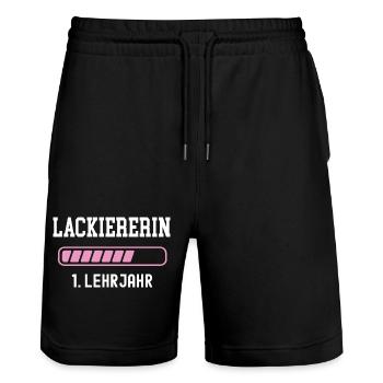 Varnisher apprenticeship 1 year apprenticeship painter - Stanley/Stella Trainer Unisex Organic Jogging Shorts - black - Front - Nik (191cm) & Marisol (170cm)