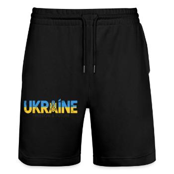 Ukrainischer Dreizack Friedensdesign - Stanley/Stella Unisex Bio Joggingshorts Trainer  - Schwarz - Vorne - Nik (191cm) & Marisol (170cm)