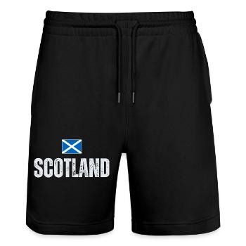 Flag of Scotland, Scottish patriot - Stanley/Stella Trainer Unisex Organic Jogging Shorts - black - Front - Nik (191cm) & Marisol (170cm)