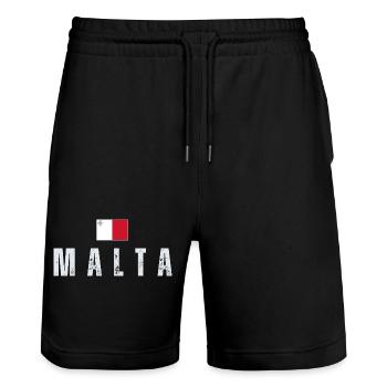 Flag of Malta, Maltese patriot - Stanley/Stella Trainer Unisex Organic Jogging Shorts - black - Front - Nik (191cm) & Marisol (170cm)