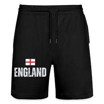 Drapeau de l’Angleterre, patriote anglais - Short de jogging bio TRAINER Stanley/Stella unisexe - noir - Devant - Nik (191cm) & Marisol (170cm)