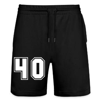 Sporty Number Design 40 Birthday - Stanley/Stella Trainer Unisex Organic Jogging Shorts - black - Front - Nik (191cm) & Marisol (170cm)
