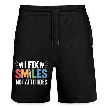Conception artisanale du pont dentaire - Short de jogging bio TRAINER Stanley/Stella unisexe - noir - Devant - Nik (191cm) & Marisol (170cm)