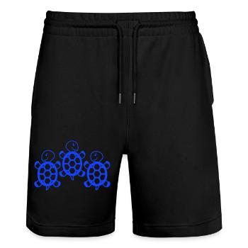 3 Schildkröten Team Freunde halten sich fest Crew - Stanley/Stella Unisex Bio Joggingshorts Trainer  - Schwarz - Vorne - Nik (191cm) & Marisol (170cm)