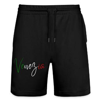 Ich liebe Venedig, elegantes, minimalistisches Design - Stanley/Stella Unisex Bio Joggingshorts Trainer  - Schwarz - Vorne - Nik (191cm) & Marisol (170cm)