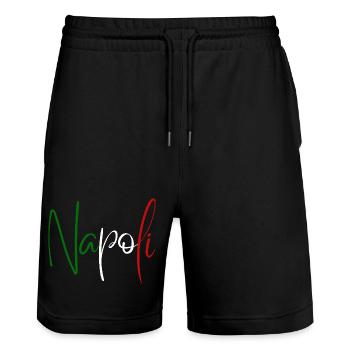 Ich liebe Neapel, elegantes, minimalistisches Design - Stanley/Stella Unisex Bio Joggingshorts Trainer  - Schwarz - Vorne - Nik (191cm) & Marisol (170cm)