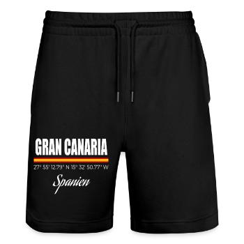 Gran Canaria - Stanley/Stella Trainer Unisex Organic Jogging Shorts - black - Front - Nik (191cm) & Marisol (170cm)