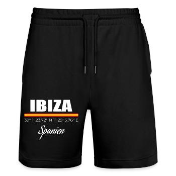 Ibiza - Stanley/Stella Unisex Bio Joggingshorts Trainer  - Schwarz - Vorne - Nik (191cm) & Marisol (170cm)
