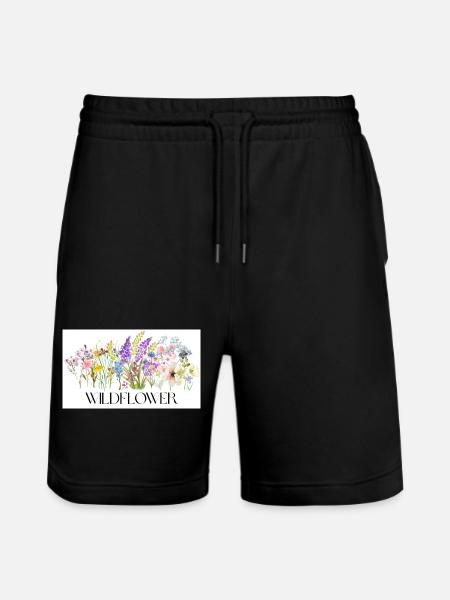 Blumenwiese Aquarell-Design - Stanley/Stella Unisex Bio Joggingshorts Trainer  - Schwarz