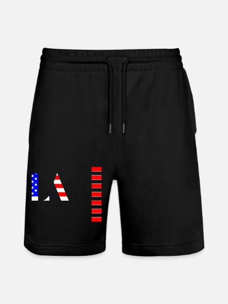 Flag Pattern with American Symbols - Stanley/Stella Trainer Unisex Organic Jogging Shorts - black