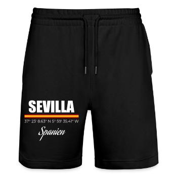 Séville - Short de jogging bio TRAINER Stanley/Stella unisexe - noir - Devant - Nik (191cm) & Marisol (170cm)