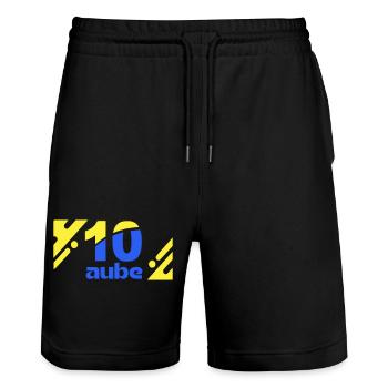 Ten Dawn Logo Blue Yellow - Stanley/Stella Trainer Unisex Organic Jogging Shorts - black - Front - Nik (191cm) & Marisol (170cm)