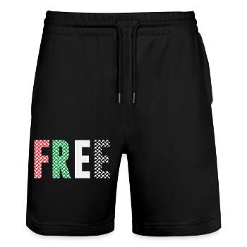free Palestine - Stanley/Stella Trainer Unisex Organic Jogging Shorts - black - Front - Nik (191cm) & Marisol (170cm)