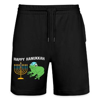 Hanukkah Hanukah Hanukkah Frog - Stanley/Stella Trainer Unisex Organic Jogging Shorts - black - Front - Nik (191cm) & Marisol (170cm)