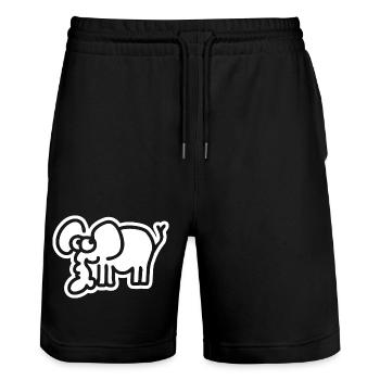 Petit éléphant - Motif d’animal de bande dessinée safari mignon - Short de jogging bio TRAINER Stanley/Stella unisexe - noir - Devant - Nik (191cm) & Marisol (170cm)