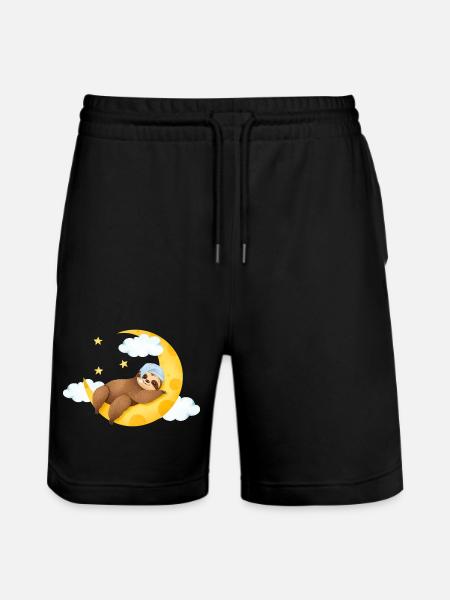 Sloth on the Moon - Stanley/Stella Trainer Unisex Organic Jogging Shorts - black