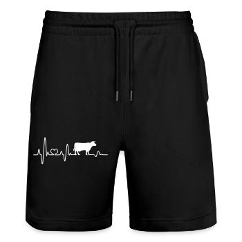Kuh Herzschlag Kuh Pulsschlag Landwirt Geschenk - Stanley/Stella Unisex Bio Joggingshorts Trainer  - Schwarz - Vorne - Nik (191cm) & Marisol (170cm)
