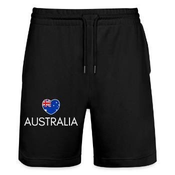 Herz mit australischer Flagge, ich liebe Australien - Stanley/Stella Unisex Bio Joggingshorts Trainer  - Schwarz - Vorne - Nik (191cm) & Marisol (170cm)
