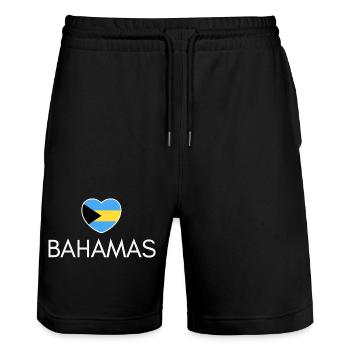 Cœur avec le drapeau des Bahamas, j’aime les Bahamas - Short de jogging bio TRAINER Stanley/Stella unisexe - noir - Devant - Nik (191cm) & Marisol (170cm)
