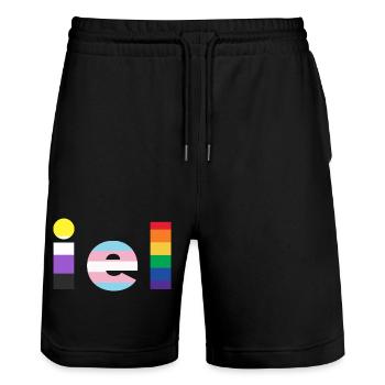 They - Stanley/Stella Trainer Unisex Organic Jogging Shorts - black - Front - Nik (191cm) & Marisol (170cm)