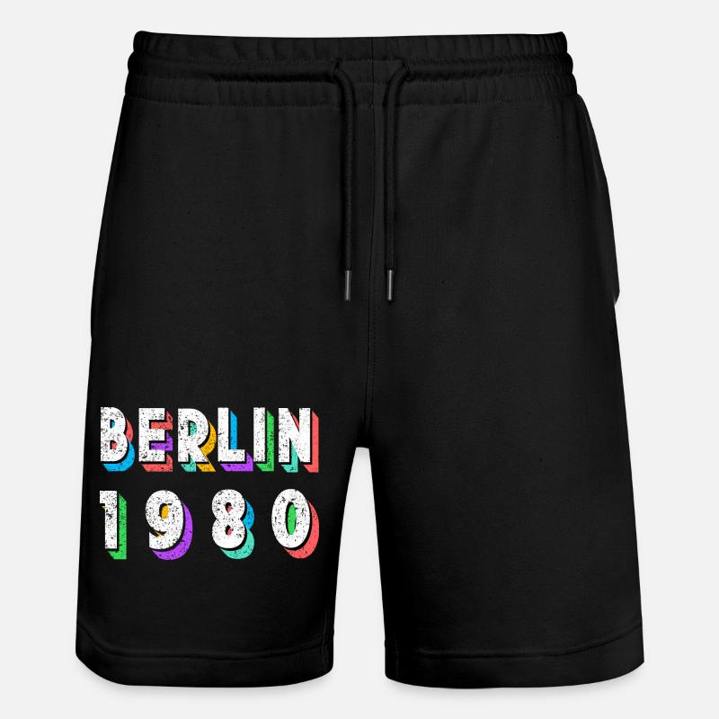 Berlin 1980 Retro Neon - Stanley/Stella Unisex Bio Joggingshorts Trainer - Schwarz