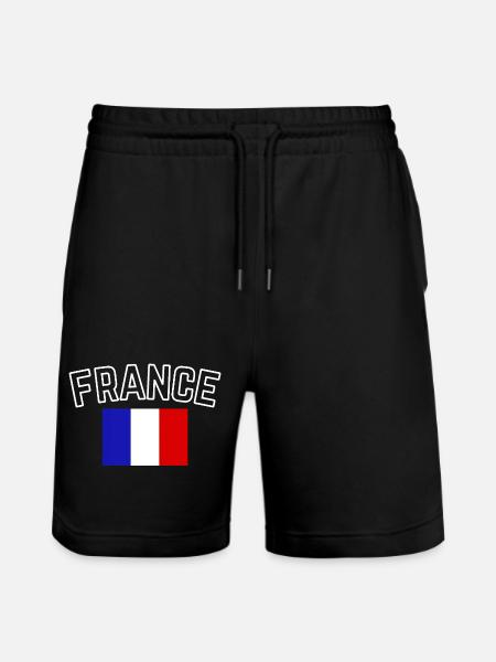 France – French Flag - Stanley/Stella Trainer Unisex Organic Jogging Shorts - black