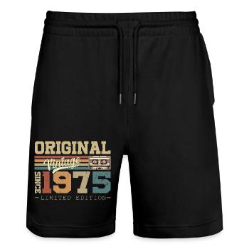 Vintage 1975 Original Limited Edition - Stanley/Stella Trainer Unisex Organic Jogging Shorts - black - Front - Nik (191cm) & Marisol (170cm)