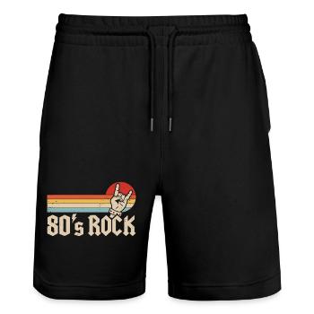 80er Rock Musik 1980er Metal Band Mottoparty - Stanley/Stella Unisex Bio Joggingshorts Trainer  - Schwarz - Vorne - Nik (191cm) & Marisol (170cm)
