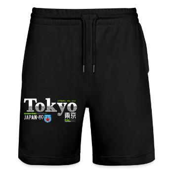 Tokyo Vintage Sport Denim - Stanley/Stella Unisex Bio Joggingshorts Trainer  - Schwarz - Vorne - Nik (191cm) & Marisol (170cm)