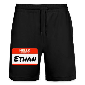 Hello My Name Is Ethan Etikett Namensschild - Stanley/Stella Unisex Bio Joggingshorts Trainer  - Schwarz - Vorne - Nik (191cm) & Marisol (170cm)
