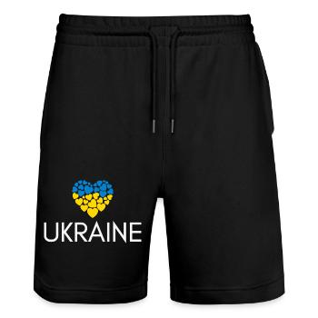 Herz mit der ukrainischen Flagge, ich liebe die Ukraine - Stanley/Stella Unisex Bio Joggingshorts Trainer  - Schwarz - Vorne - Nik (191cm) & Marisol (170cm)