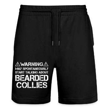 Bearded Collie - Stanley/Stella Unisex Bio Joggingshorts Trainer  - Schwarz - Vorne - Nik (191cm) & Marisol (170cm)