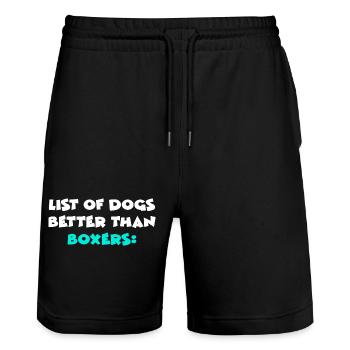 Boxer Hund - Stanley/Stella Unisex Bio Joggingshorts Trainer  - Schwarz - Vorne - Nik (191cm) & Marisol (170cm)