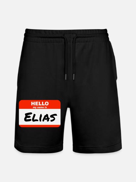 Hello My Name Is Elias Label Name Tag - Stanley/Stella Trainer Unisex Organic Jogging Shorts - black