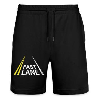 Fast Lane - Go out fast! Runners, cyclists design. - Stanley/Stella Trainer Unisex Organic Jogging Shorts - black - Front - Nik (191cm) & Marisol (170cm)